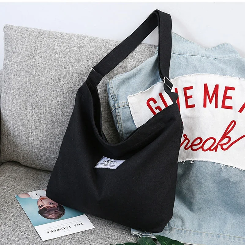 Large-capacity Canvas Shopping Bag Retro Casual Women's Tote Shoulder Bag Letter Printed Zipper Crossbody Bags for Women 2020