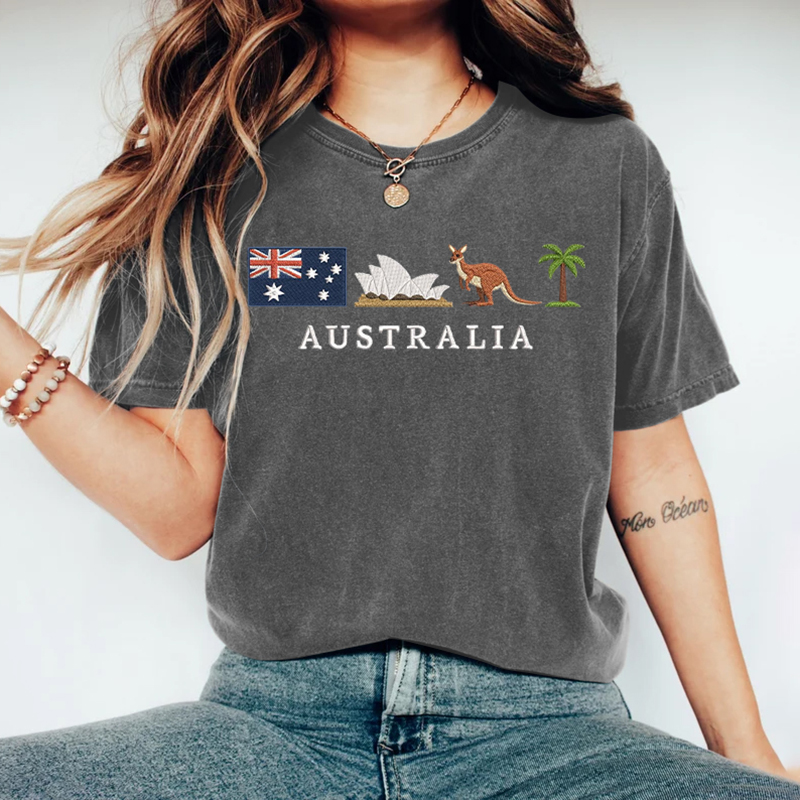 Women's Australian Print Short Sleeve Casual T-shirt artswardrobe