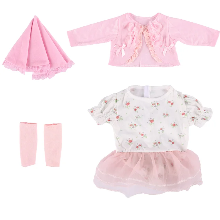 [90Days Lowest Price]Babeside 17" - 22" Reborn Baby Dolls Floral Skirt Set 4-Pcs Set