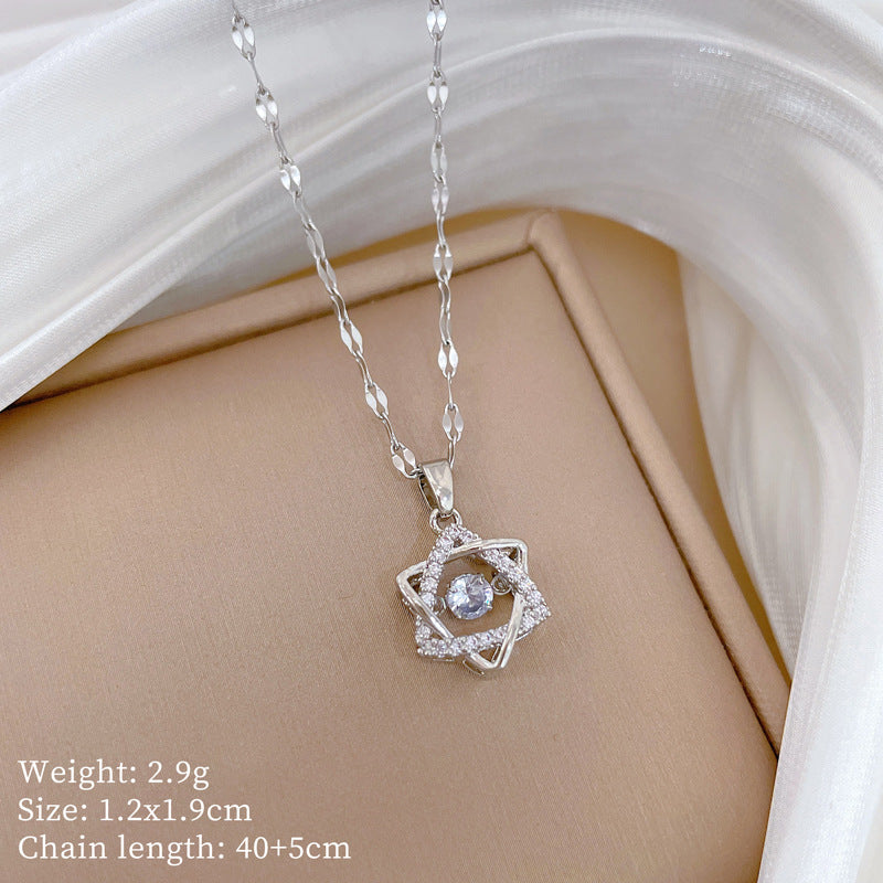 Copper Micro-Inlaid Cross Fashionable And Gorgeous Full Diamond Necklace For Women All-Match Clavicle Chain Titanium Steel