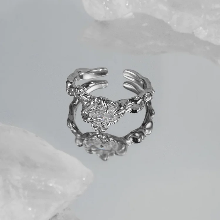 Zircon Irregular Open Band Ring-White Zircon