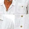 Men's Workwear Multi-pocket Short-sleeved Shirt Cotton and Linen Casual Shirt