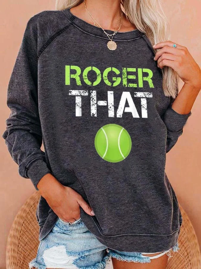 Women's Roger That Print Casual Crewneck Sweatshirt