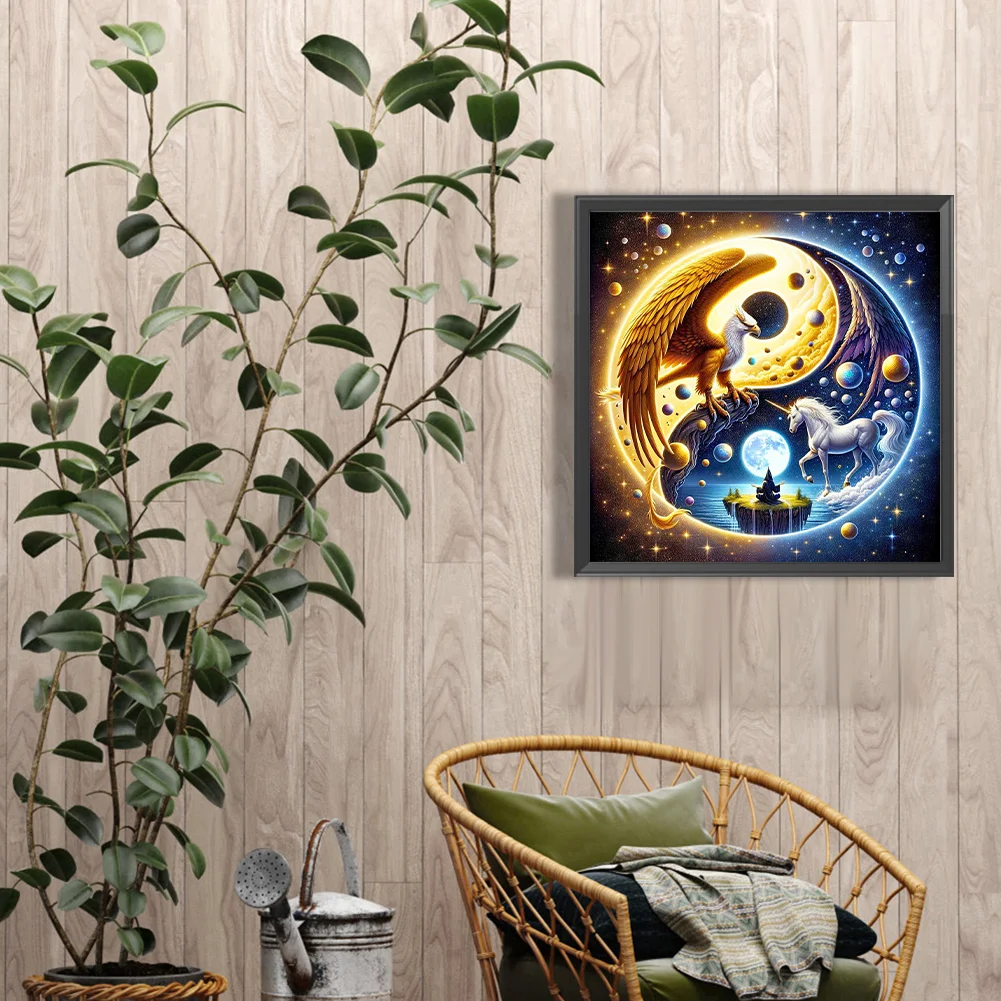 Diamond Painting - Full Round Drill - Yin Yang Eagle Unicorn(Canvas|40*40cm)