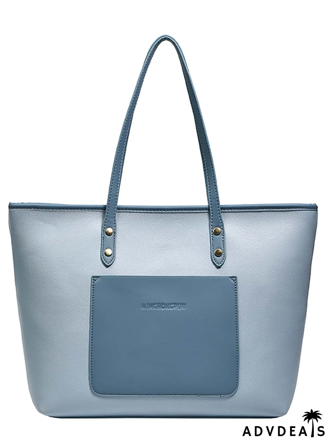 Letter Graphic Studded Detail Shoulder Tote Bag