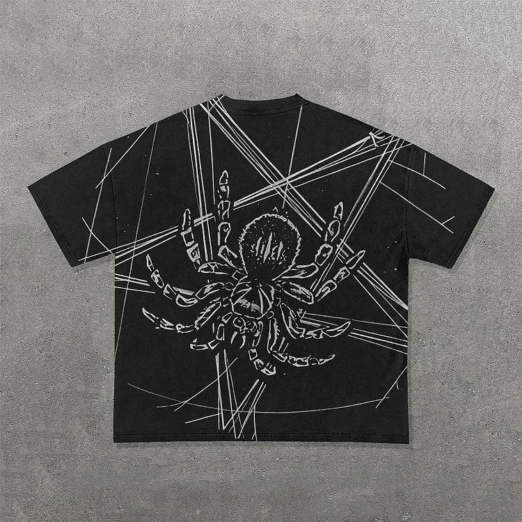 Sopula Skull Hanged Spider Print T-Shirt