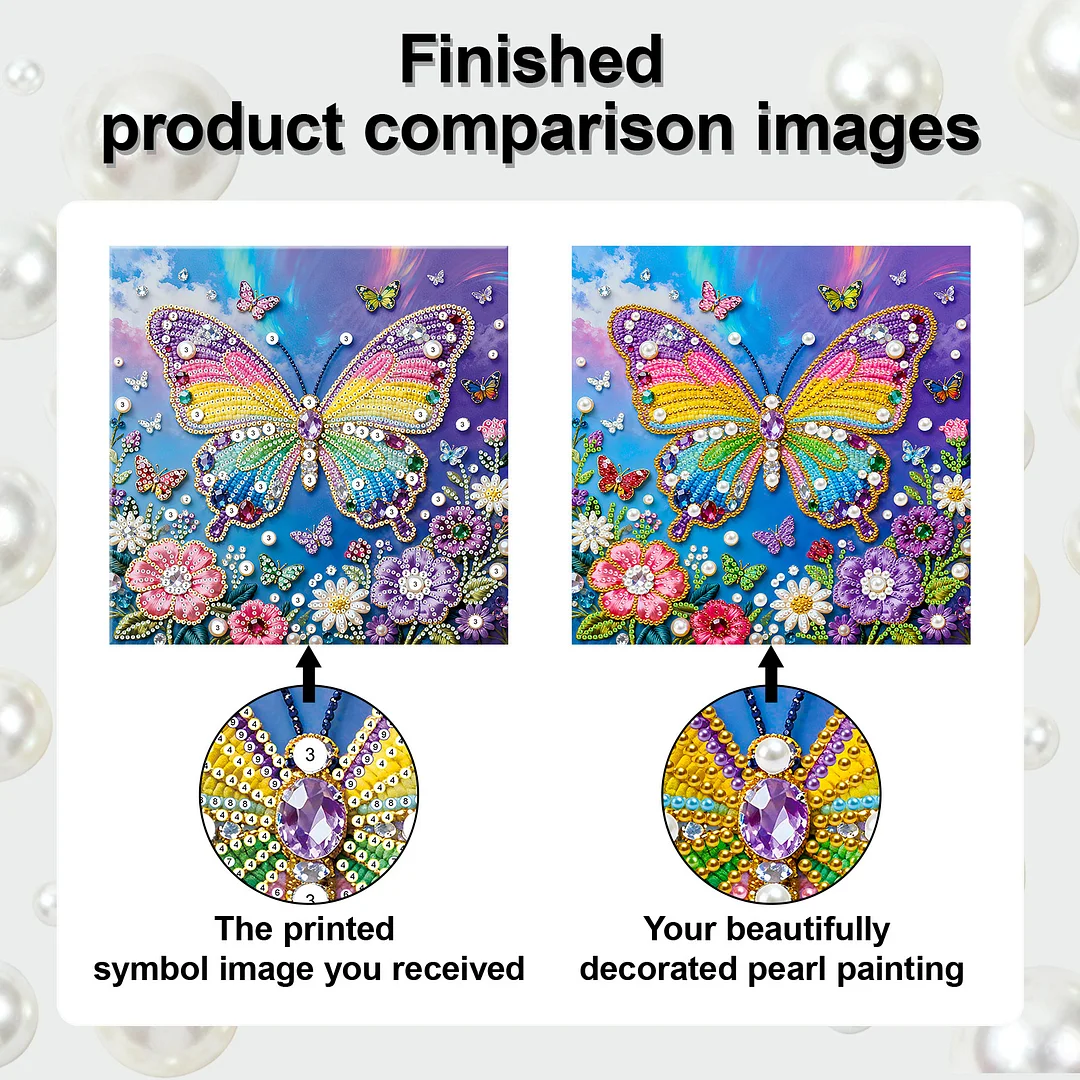 Butterfly Art Diamond Painting Kit for Adults Home Decor 25x25cm With Frame