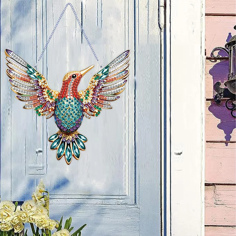 DIY Hummingbird Acrylic Single Side Special Shaped Diamond Painting Hanging Ornament
