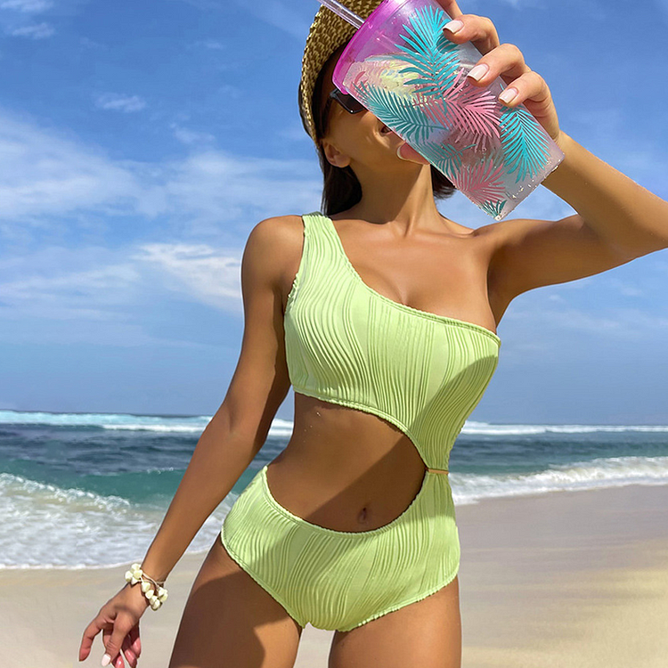 Sexy Cut Out One Shoulder One Piece Swimsuit