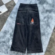 Letter print design baggy high waisted jeans for women 2025 Harajuku casual gothic wide leg straight casual jeans for women y2k