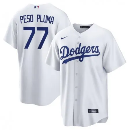 Women's Los Angeles Dodgers #77 Peso Pluma White Stitched Baseball Jersey(Run Small) HZXP