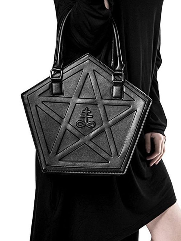 Goth Pentacle Black PU Handbag