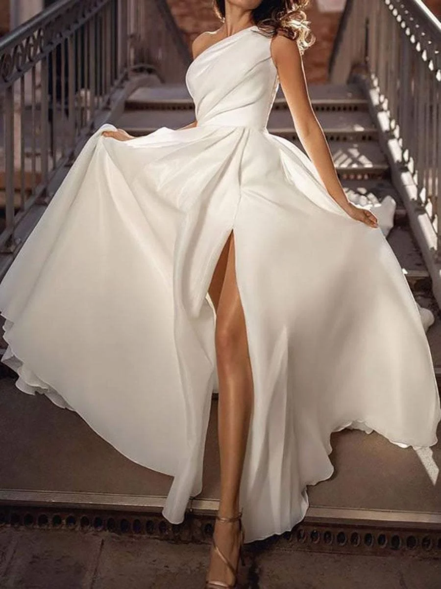 Sexy One-shoulder Waist Split Long Dress