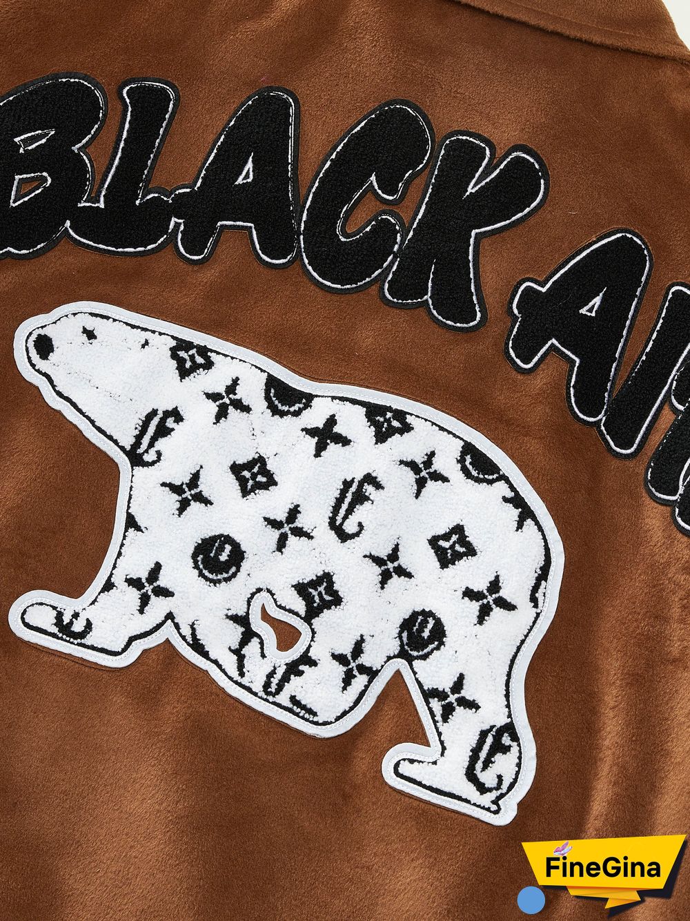 Letter Embroidery Colorblock Varsity Jacket