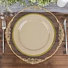 10 Pack | 10" Regal Taupe and Gold Round Plastic Dinner Plates