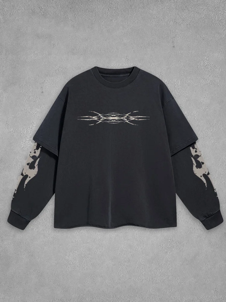 Terror Eye Terror Valley Long Sleeve Fake Two Piece