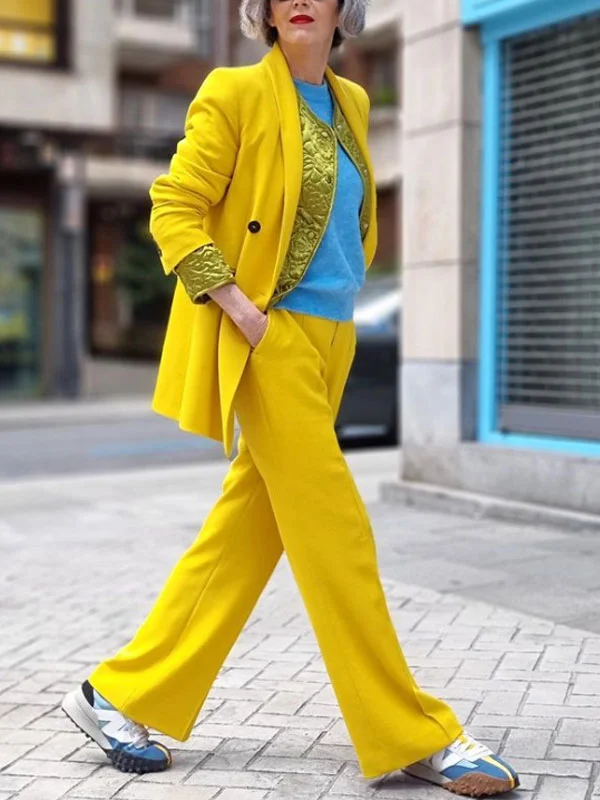 Street shooting elegant solid color temperament ladies suit