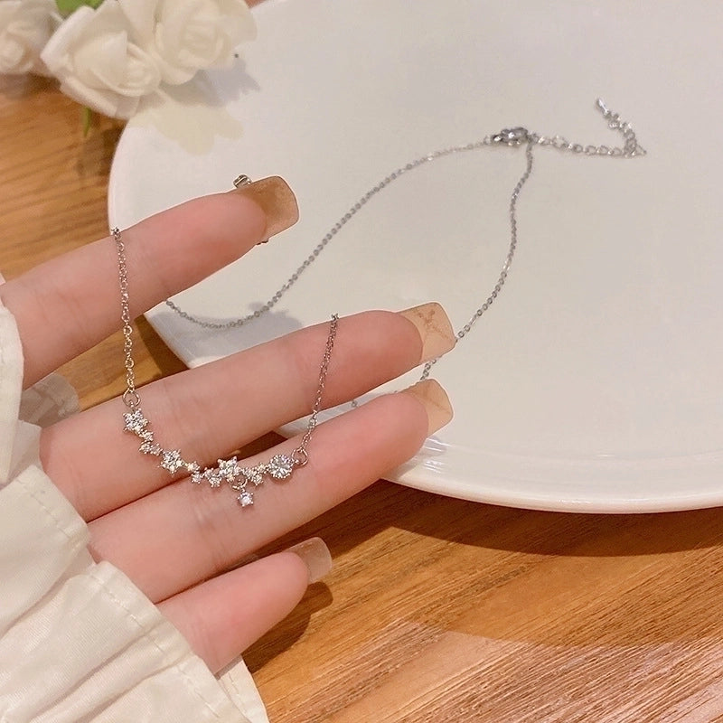 Elegant Lady Geometric Heart Shape Bow Knot Titanium Steel Copper Plating Inlay Zircon Pendant Necklace