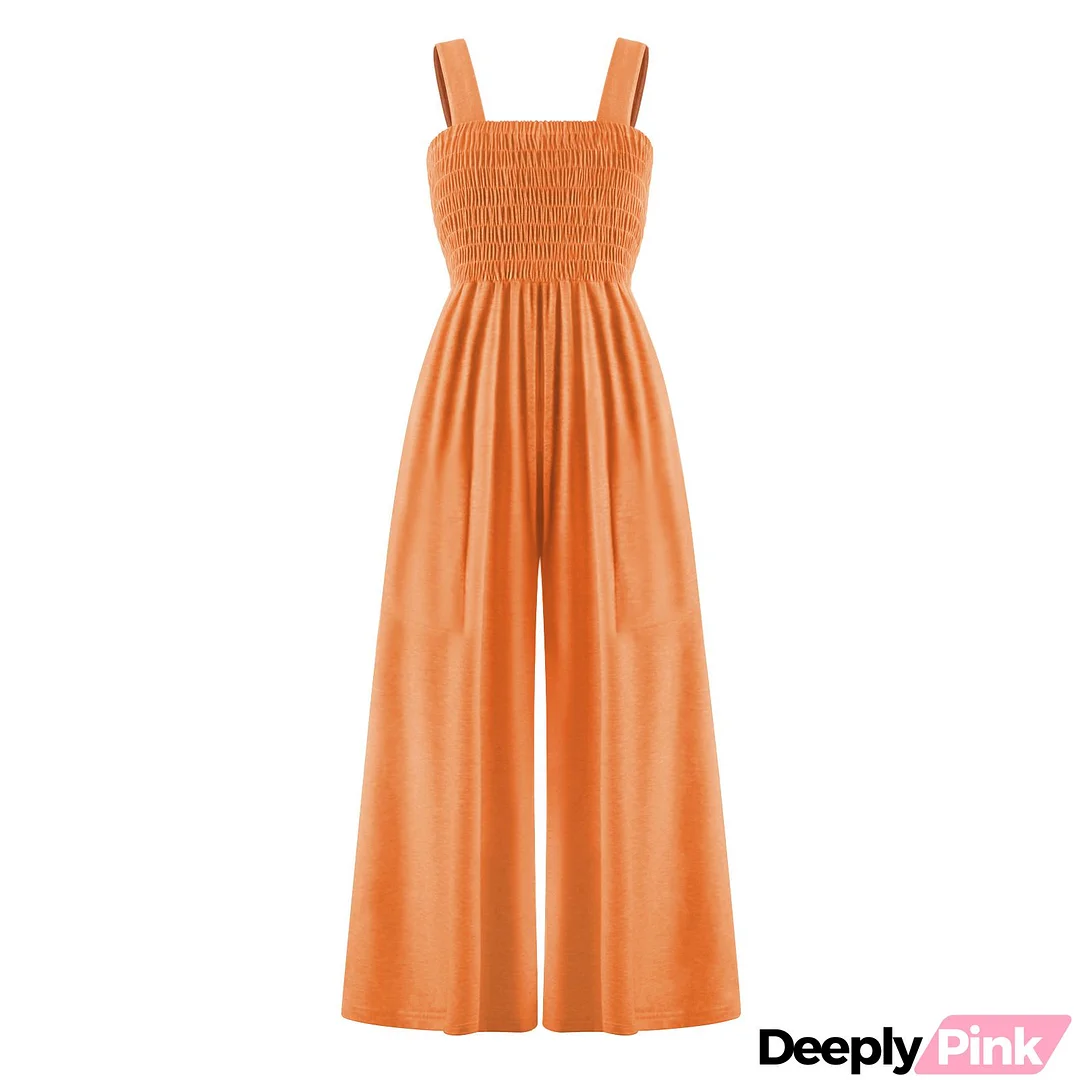 Women Fashion Sexy Sling Loose Wide Leg Jumpsuits