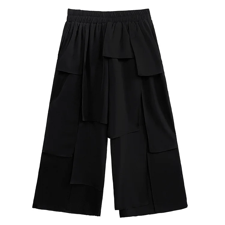 Dark Style Splicing Wide Leg Pants