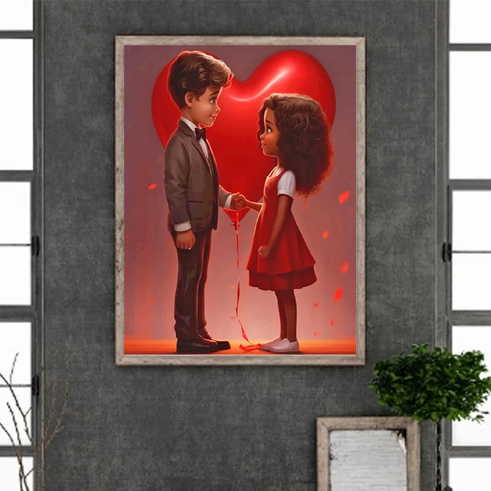 Diamond Painting - Full Round Drill - Kid Sweet Couple(Canvas|30*40cm)