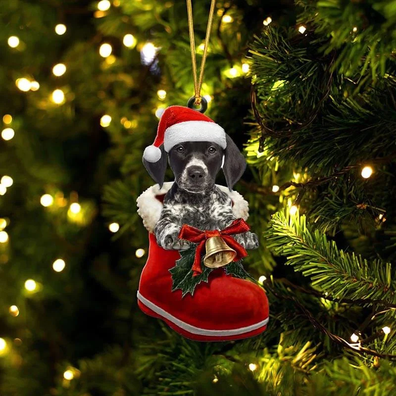 VigorDaily German Shorthaired Pointer In Santa Boot Christmas Hanging Ornament SB221