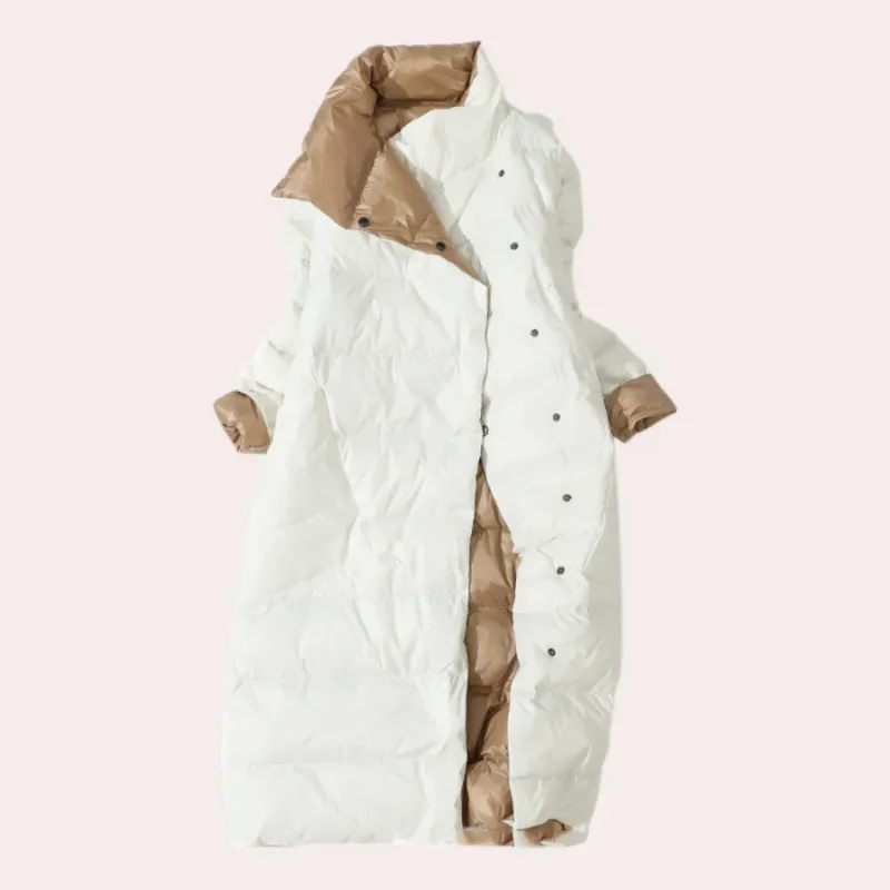 Damen Puffer-Mantel – Zweifarbig, Oversized, Wadenlang, Polyester, Modern-54885-58562550661450