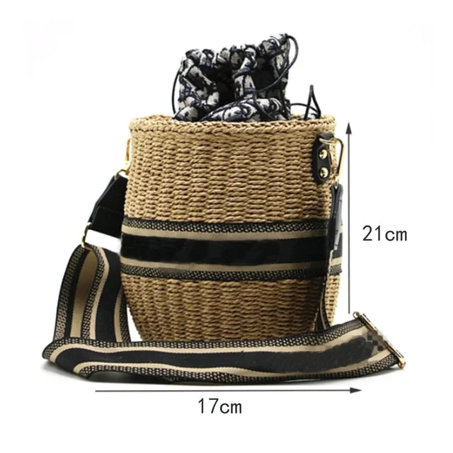 2022 Fashion Women's Paper Rope Woven Tote Bag One Shoulder Straw Bag Luxury Designer Handbags