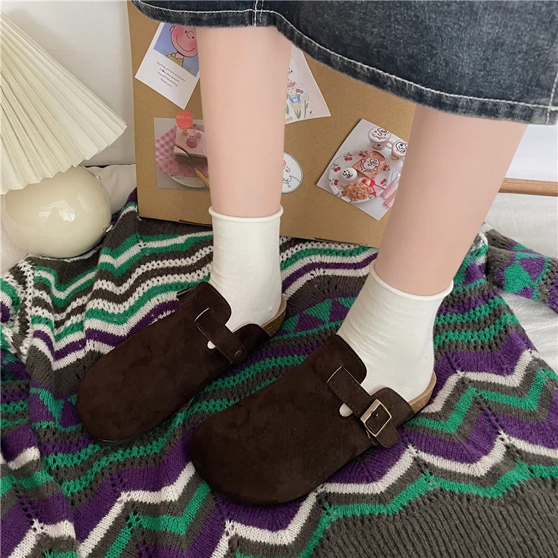 Yyvonne Head Slippers Female Couple Drag Wish Large Belt Buckle Decorated Roman Shoes Half Dragged Lazy Women Shoes Breathable