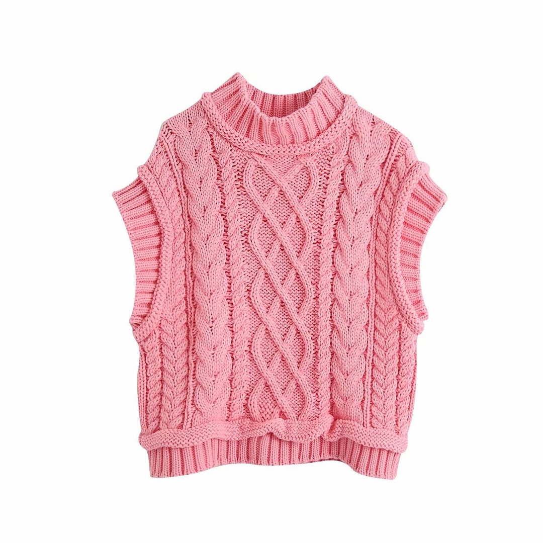 2021 New Women Knit Crop Sweater Vest sleeveless Warm Casual Fashion Cropped Knitted Woman Sweaters Pullover Tops