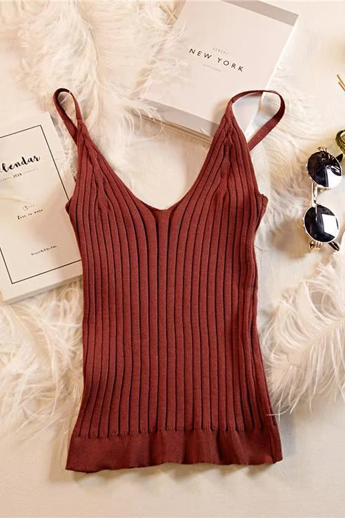 Knit V Neck Slip Top