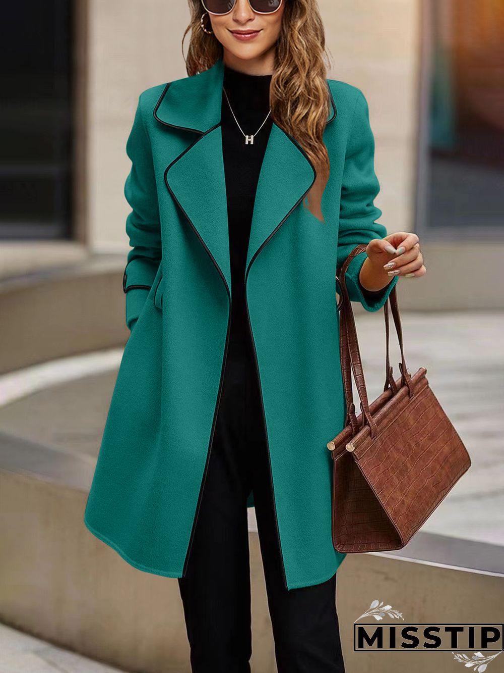 Winter Warm Woolen Blend Lapel Coat with Belt