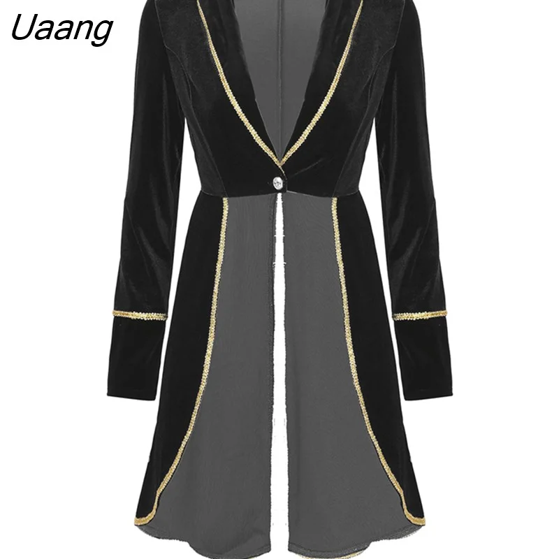 Uaang Sequin Circus Ringmaster Jacket Tuxedo Coat Costume Rave Outfits Womens Halloween Showman