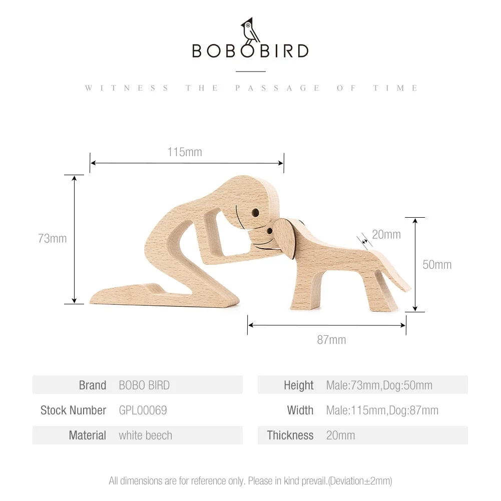 Puppy Family Wood Dog Carving Ornaments Decoration Home Decor Figurine Desktop Table Ornament Sculptures For Dog Pet Lover Gifts