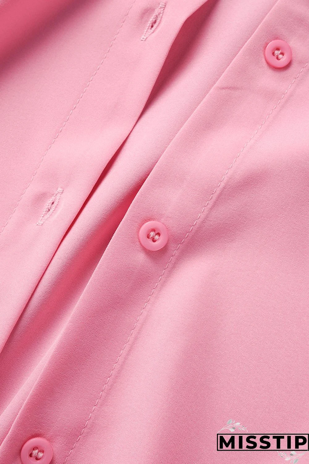 Pink Casual Solid Patchwork Shirt Collar Tops