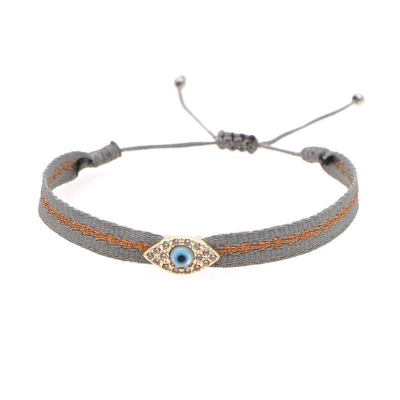 1 Piece Fashion Letter Devil’s Eye Copper Knitting Inlay Zircon Bracelets