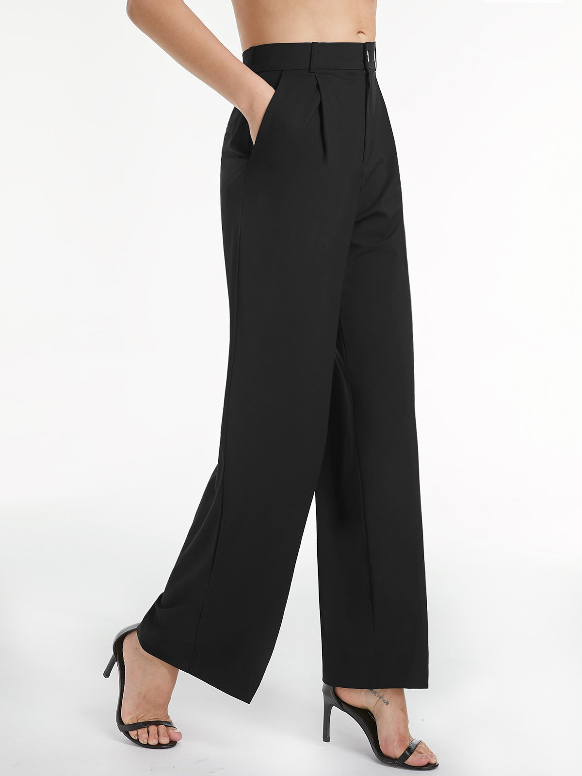 Llyge High Waisted Relaxed Straight Leg Dress Pants llyge
