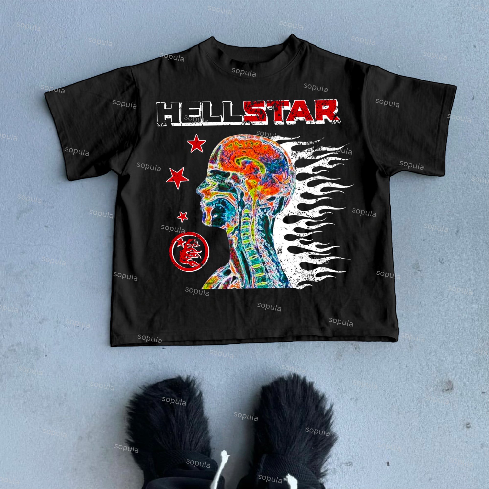 -Brainstorming Old Print Graphic Cotton T-Shirt - SOPULA