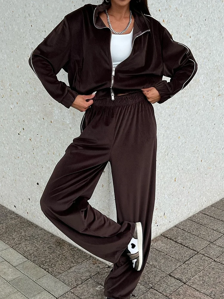 Women's Casual Sports Solid Color Pants Suit