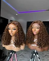 5x5 Lace Closure Wig Curly Wig 20inches Brown Hair Pre Plucked Human Hair Wig