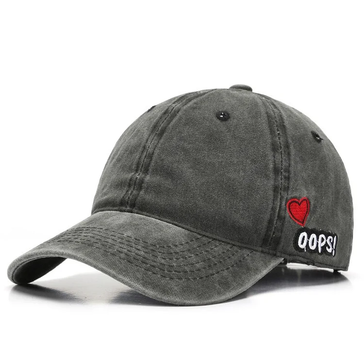 Maikun Womens Vintage Style Washed Love Embroidered Cap Spring And Summer Mens Sunscreen Sunshade Soft Top Baseball Hat