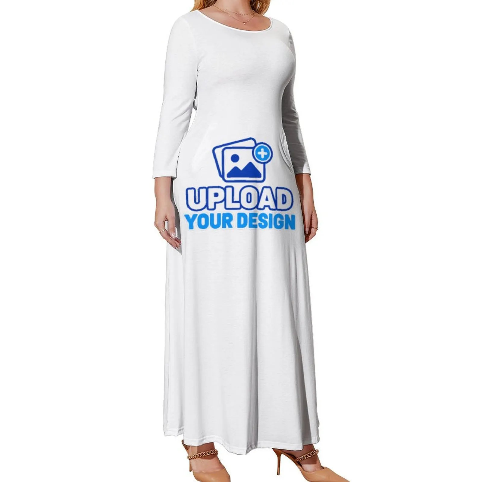Loose Crew Neck Long Sleeve Dress custom print product image 8