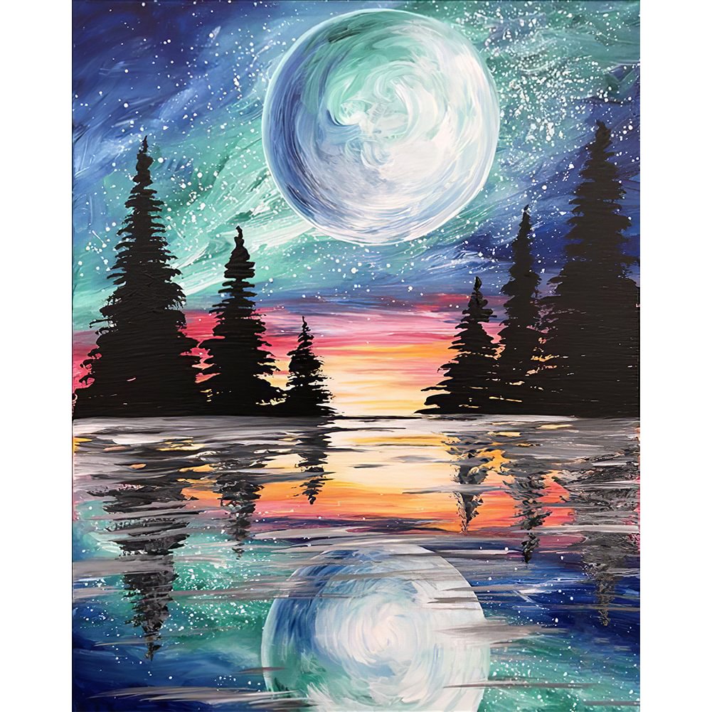 Diamond Painting - Full Round - Moonlight Lake View(40*50cm)