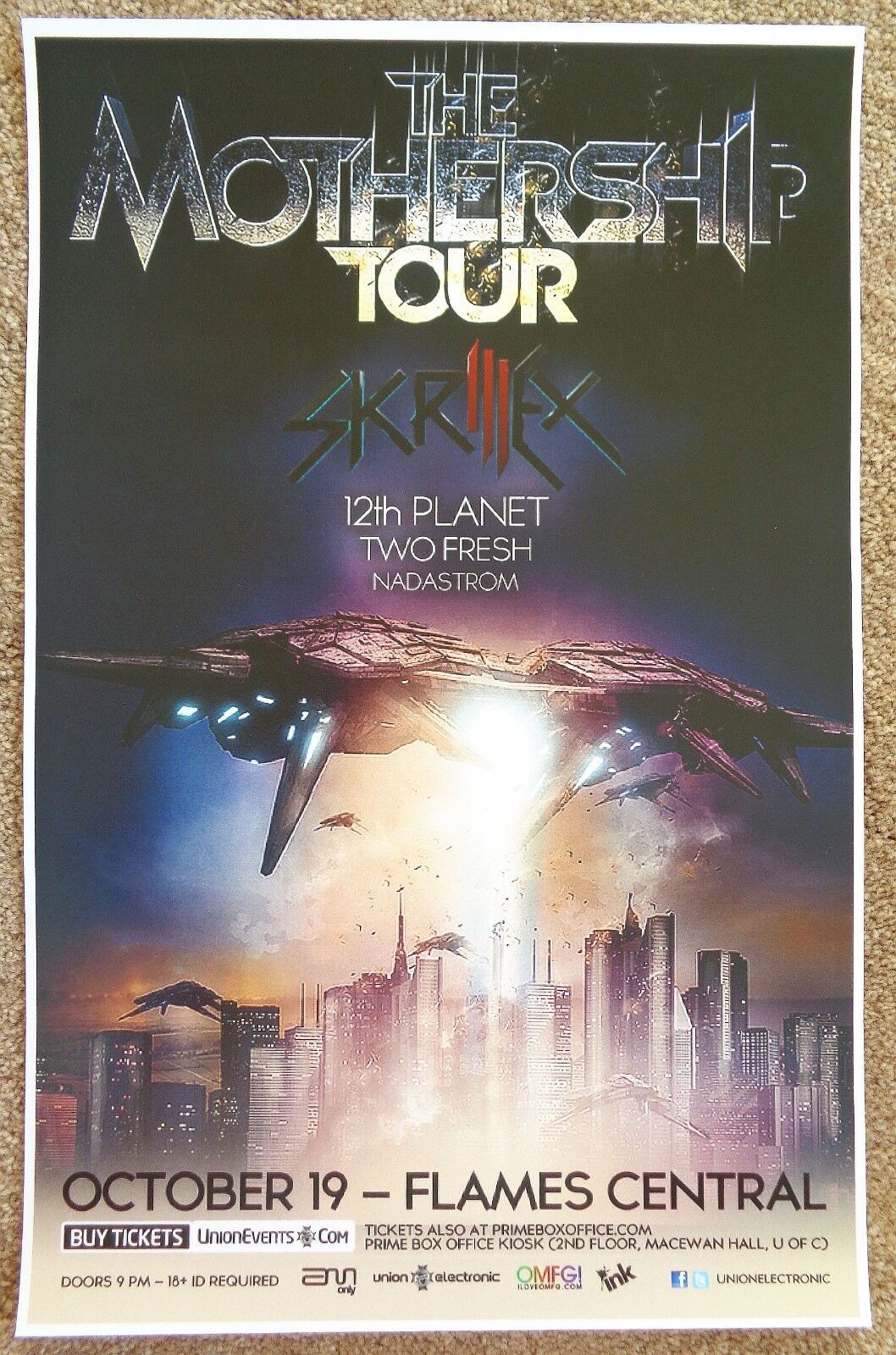 SKRILLEX 2011 Gig POSTER Calgary Alberta Concert