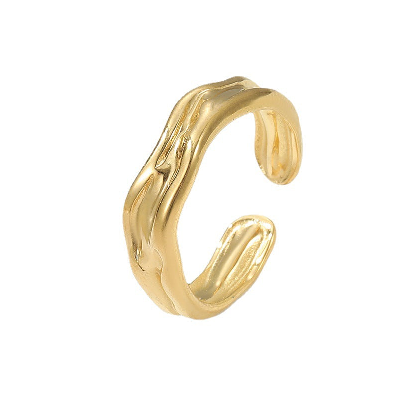 Unisex Minimalist Irregular Geometric Stainless Steel Electroplating Rings