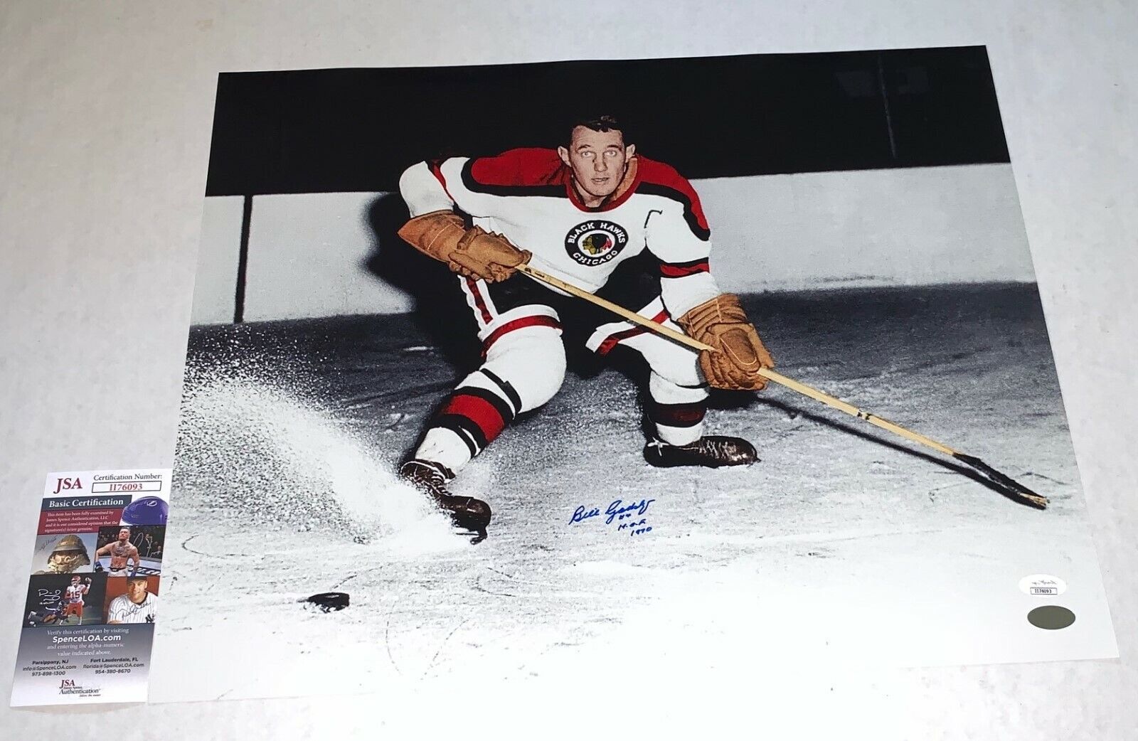 Bill Gadsby signed Chicago Blackhawks 16x20 Photo Poster painting W/ HOF Inscription Hawks JSA