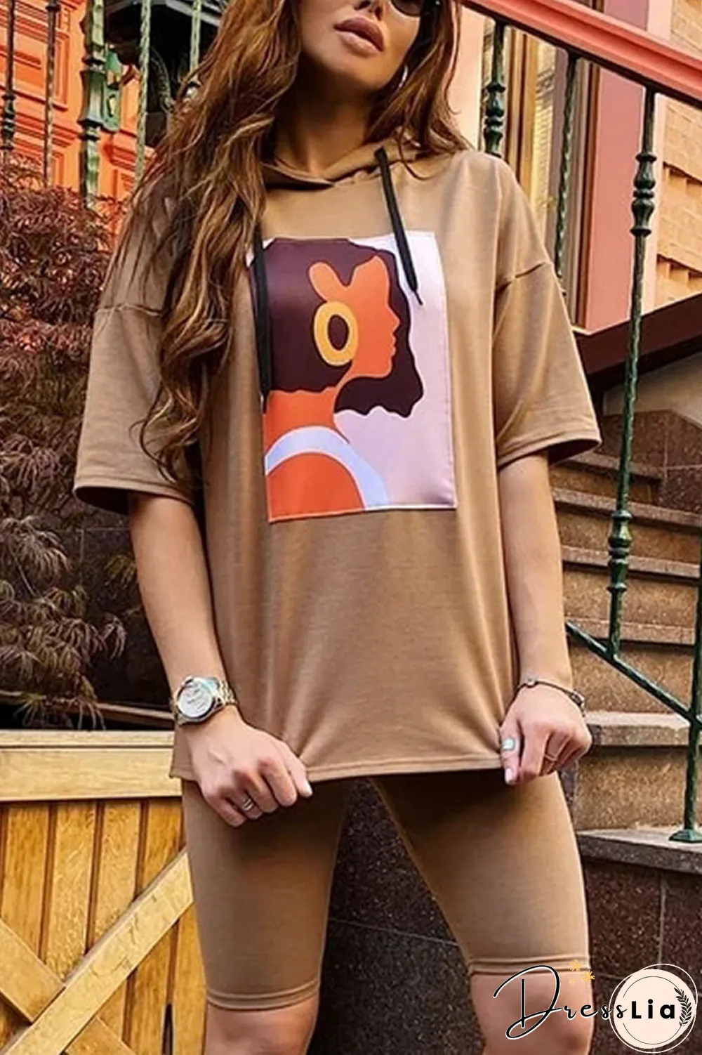 Cartoon Print Hoodie Two Pieces Sets