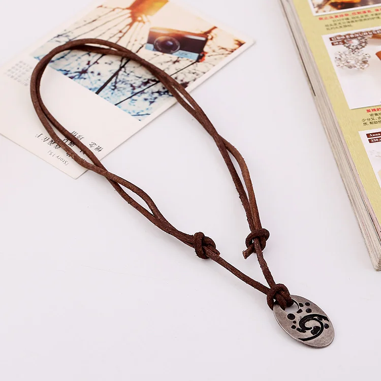 Men's Vintage Leather Cord Adjuster Necklace-inspireuse
