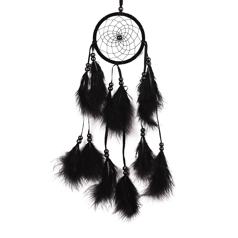 

Bead Dream Catcher Black Feather Crafts Handmade Home Hanging Gifts, 501 Original