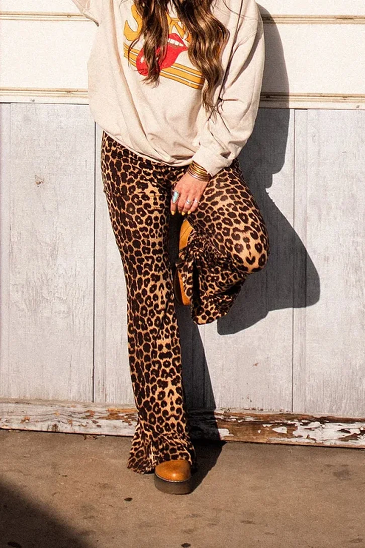 Vintage Denim Leopard Pants